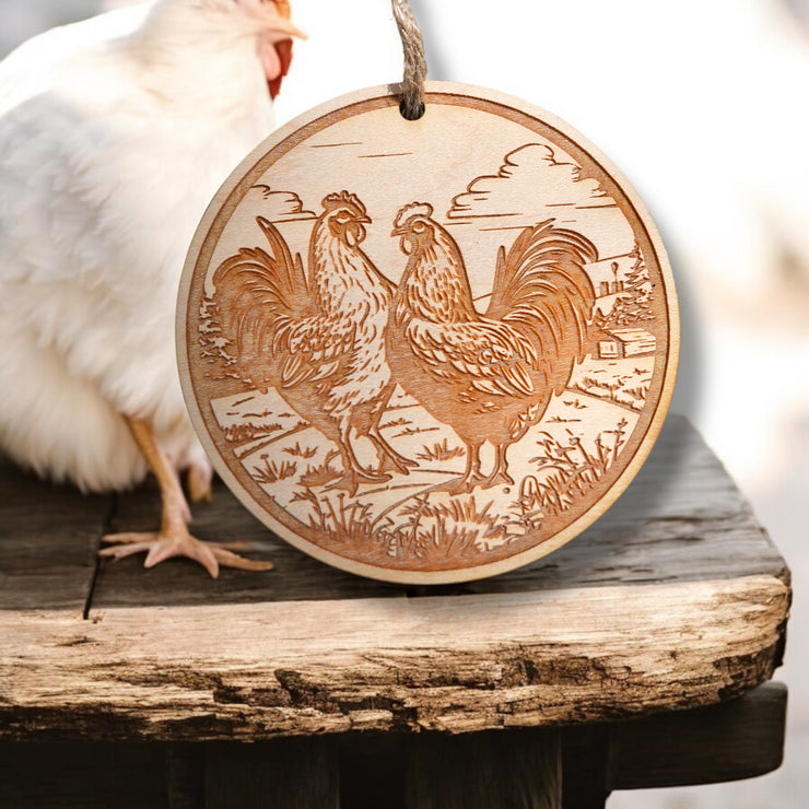 Ornament - Chicken Ranch - Raw Wood