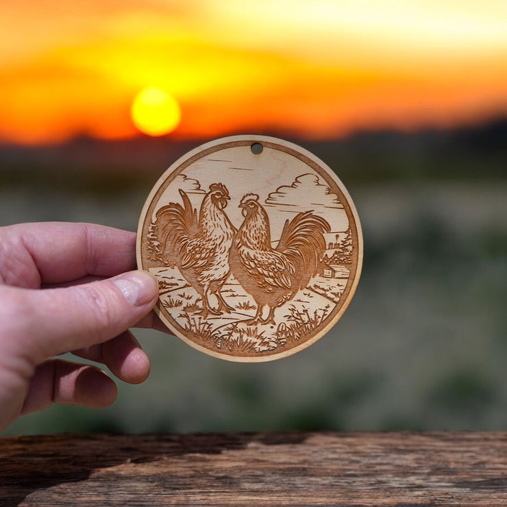 Ornament - Chicken Ranch - Raw Wood