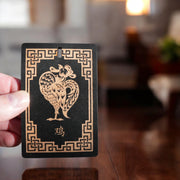 Ornament - Year of the Rooster 3x4in - BLACK - Painted Raw Wood