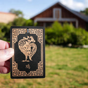 Ornament - Year of the Rooster 3x4in - BLACK - Painted Raw Wood