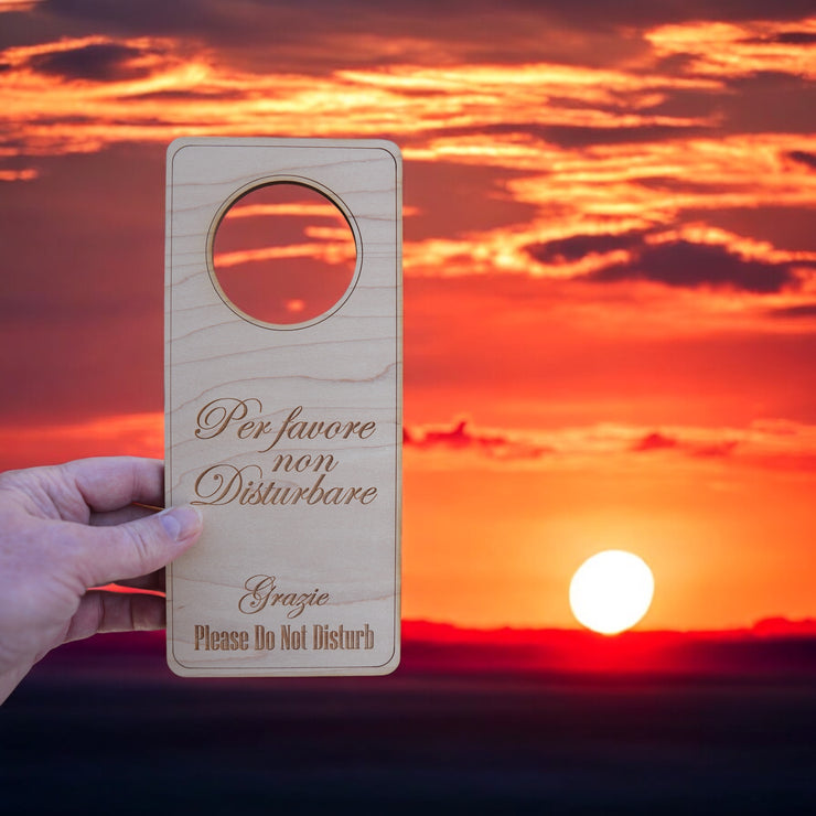 Italian Language - Please Do Not Disturb - Door Hanger - Raw Wood 9x4