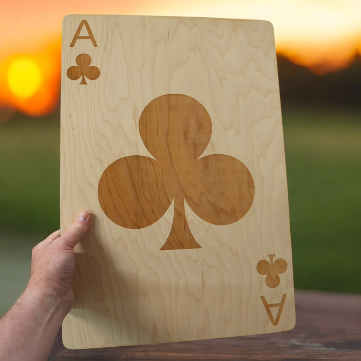 Ace of Clubs Sign 13x20 Raw Wood