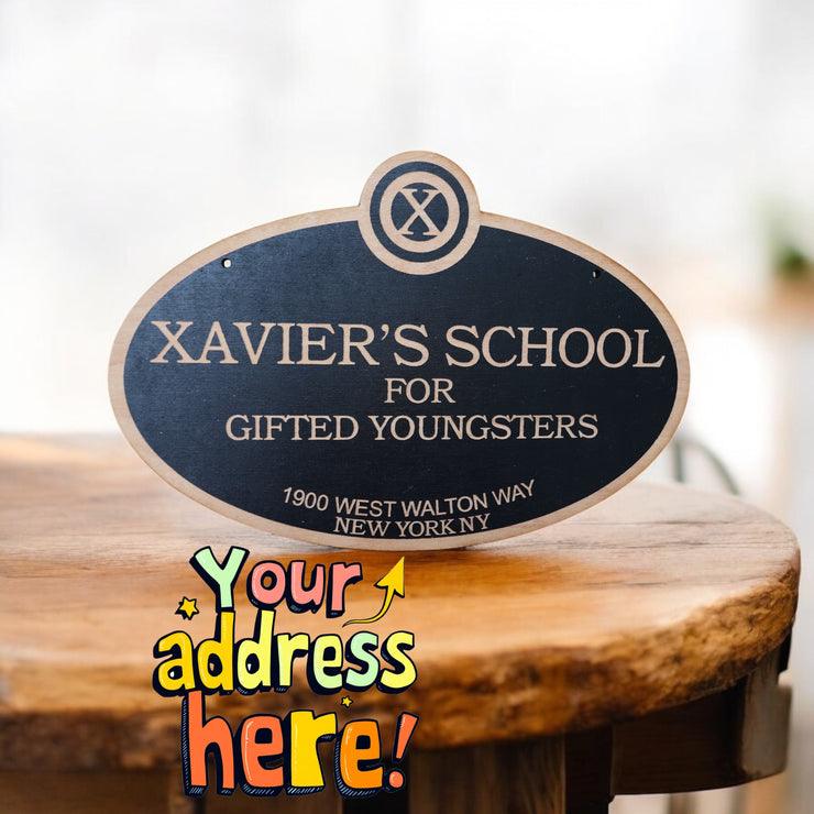 Xavier's PERSONALIZED School for Gifted Youngsters - Black Door Sign 6x9inches