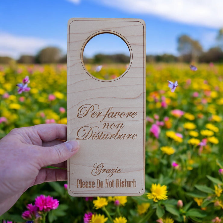 Italian Language - Please Do Not Disturb - Door Hanger - Raw Wood 9x4