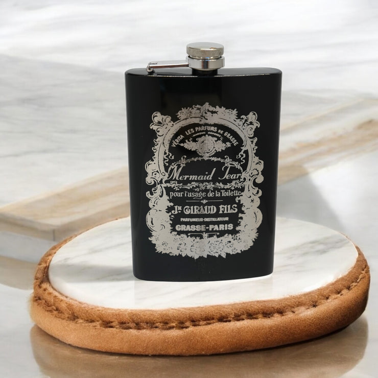 8oz BLACK Mermaid Tears Flask