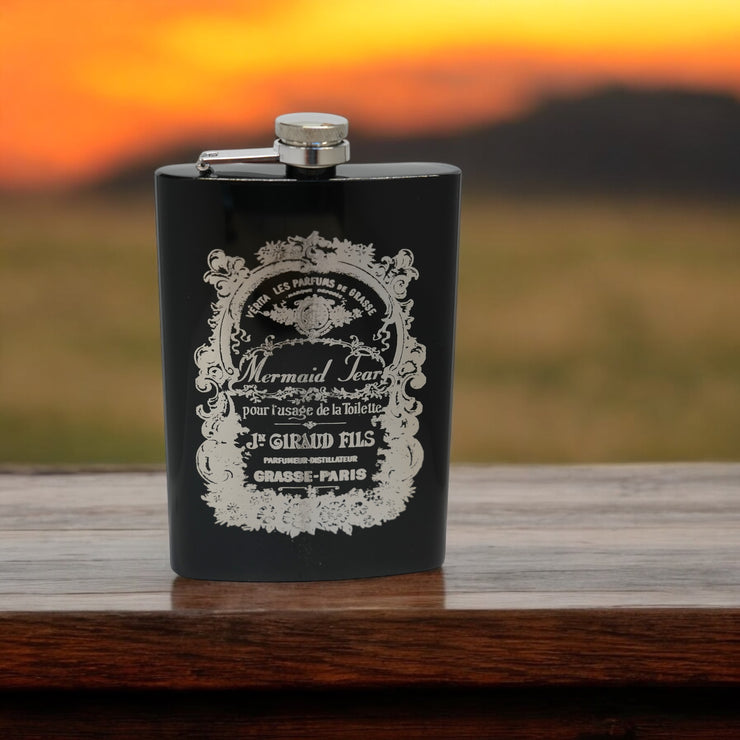 8oz BLACK Mermaid Tears Flask