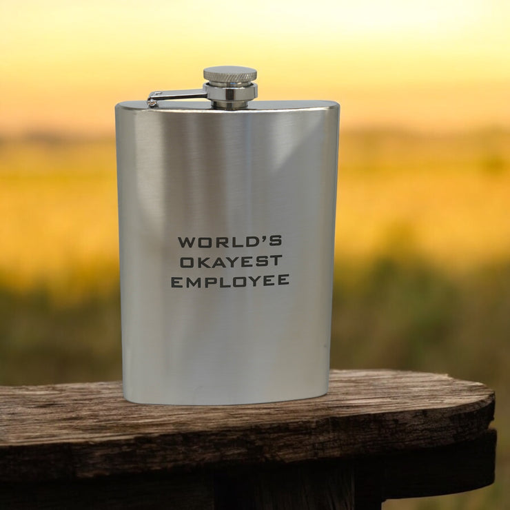 8oz World's Okayest Employee Stainless Steel Flask