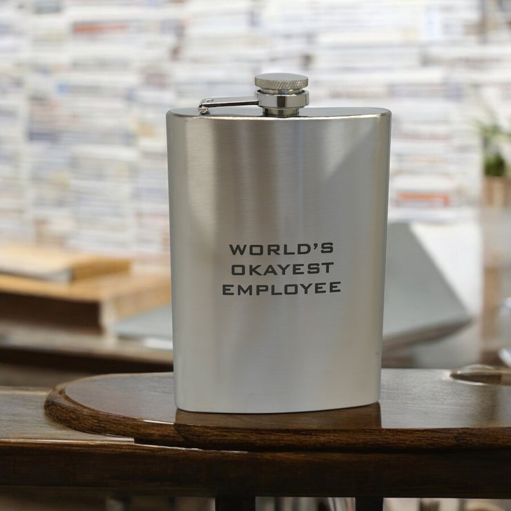 8oz World's Okayest Employee Stainless Steel Flask