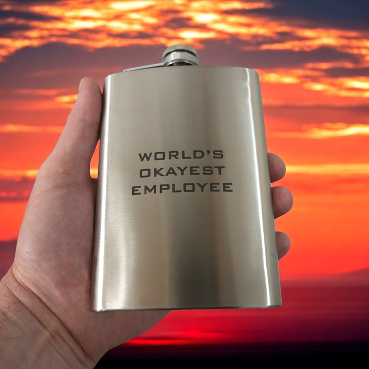 8oz World's Okayest Employee Stainless Steel Flask