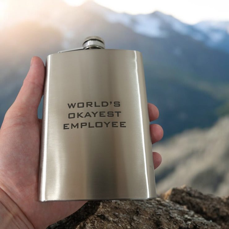8oz World's Okayest Employee Stainless Steel Flask