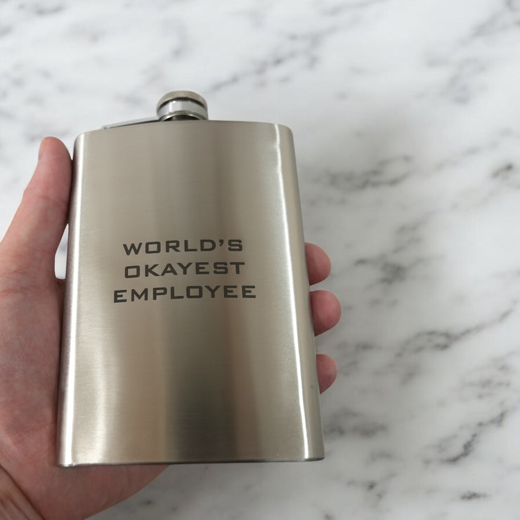8oz World's Okayest Employee Stainless Steel Flask