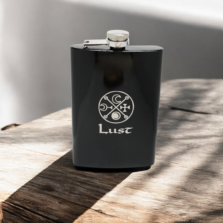 8oz BLACK Seven Deadly Sins LUST Flask
