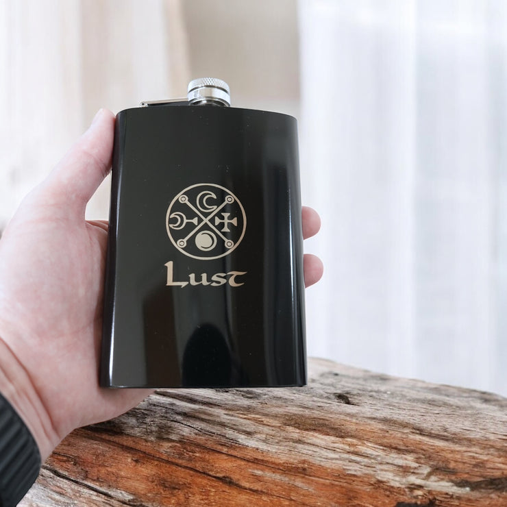8oz BLACK Seven Deadly Sins LUST Flask