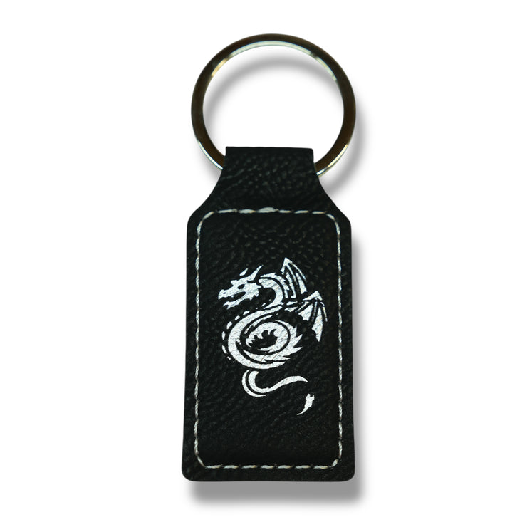 Keychain - Rectangle - Flying Dragon - Leather