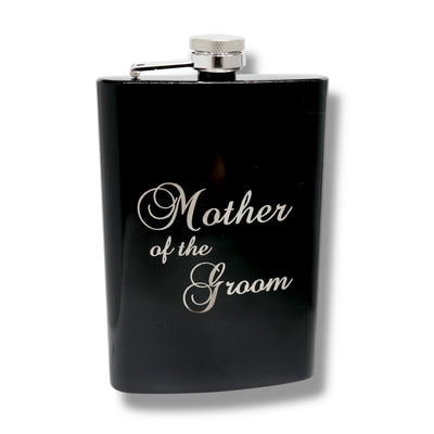 8oz BLACK mother of the Groom flask