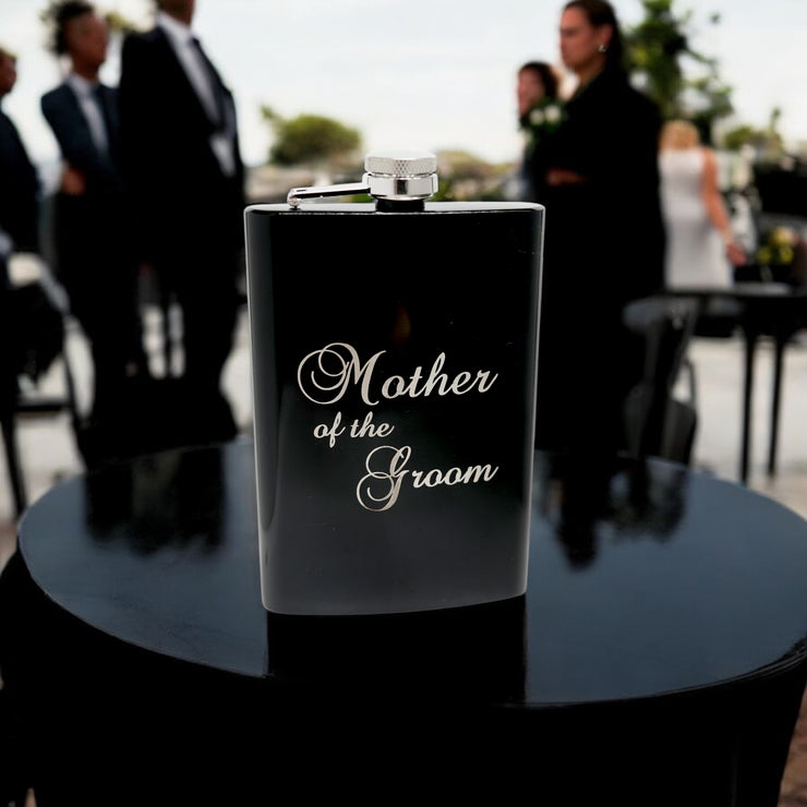 8oz BLACK mother of the Groom flask