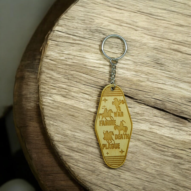 Keychain - 4 Horsemen of the Apocalypse - Birch wood