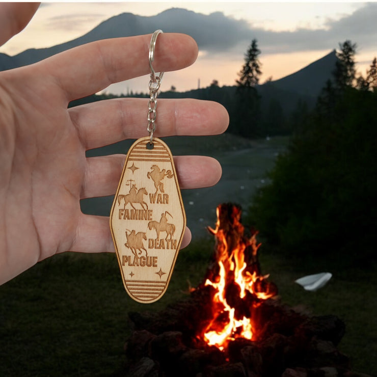 Keychain - 4 Horsemen of the Apocalypse - Birch wood