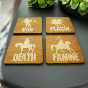 4 Horsemen Wood Coaster Set of four 4x4in Raw Wood
