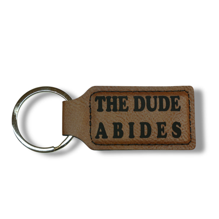 Keychain - Rectangle - The Dude Abides - Leather