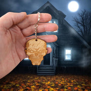 Keychain - Angry Skull - Birch wood