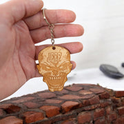 Keychain - PERSONALIZED Angry Skull - Birch wood