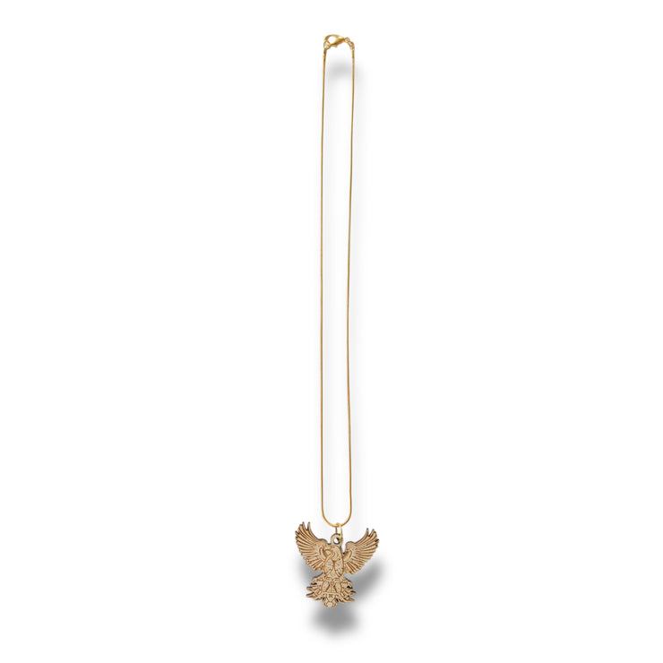 Necklace - Aztec Eagle - Snake and Cable Link chains - Birch wood