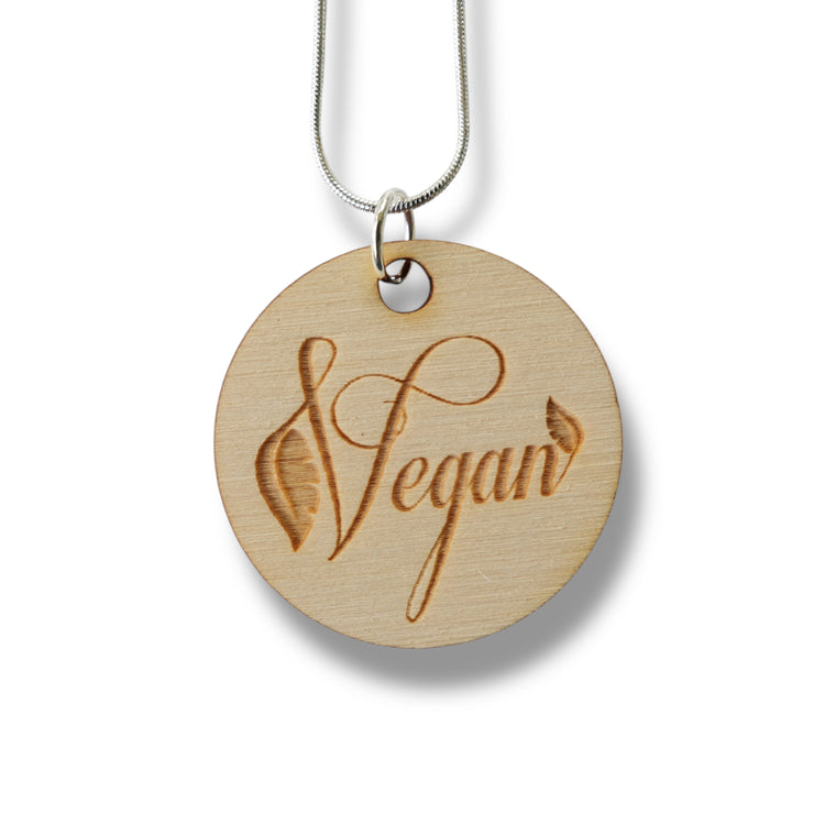 Necklace - Vegan - Snake and Cable Link chains - Birch wood