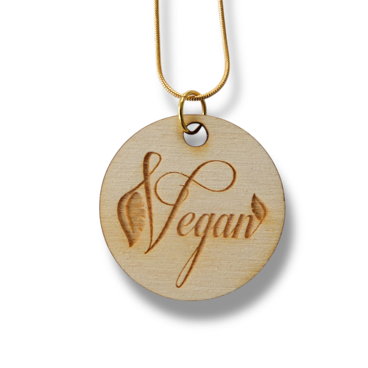 Necklace - Vegan - Snake and Cable Link chains - Birch wood