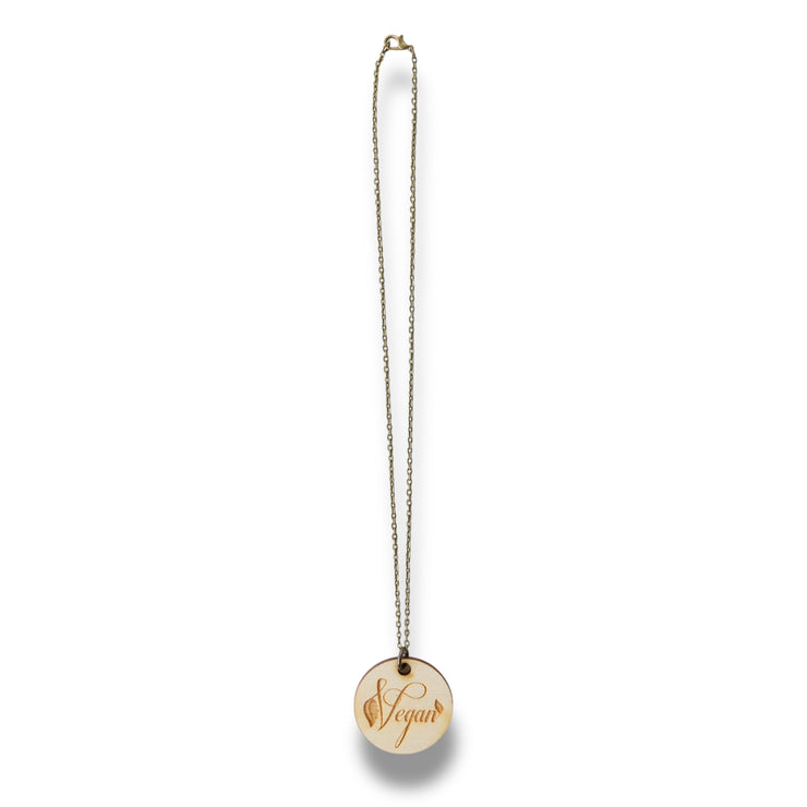 Necklace - Vegan - Snake and Cable Link chains - Birch wood