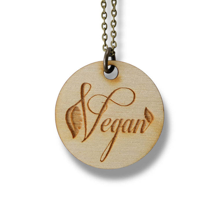 Necklace - Vegan - Snake and Cable Link chains - Birch wood