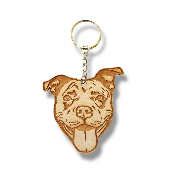 Keychain - Pit Bull - Birch wood