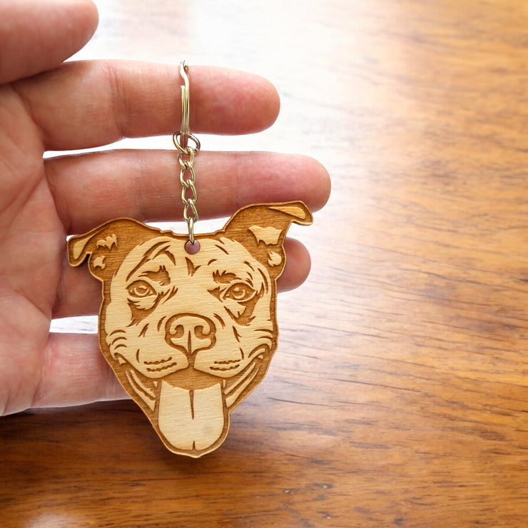 Keychain - Pit Bull - Birch wood