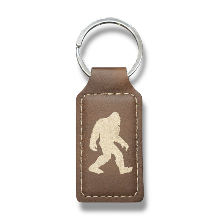 Keychain - Rectangle - Bigfoot Sasquatch - Leather