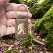 Keychain - Rectangle - Bigfoot Sasquatch - Leather
