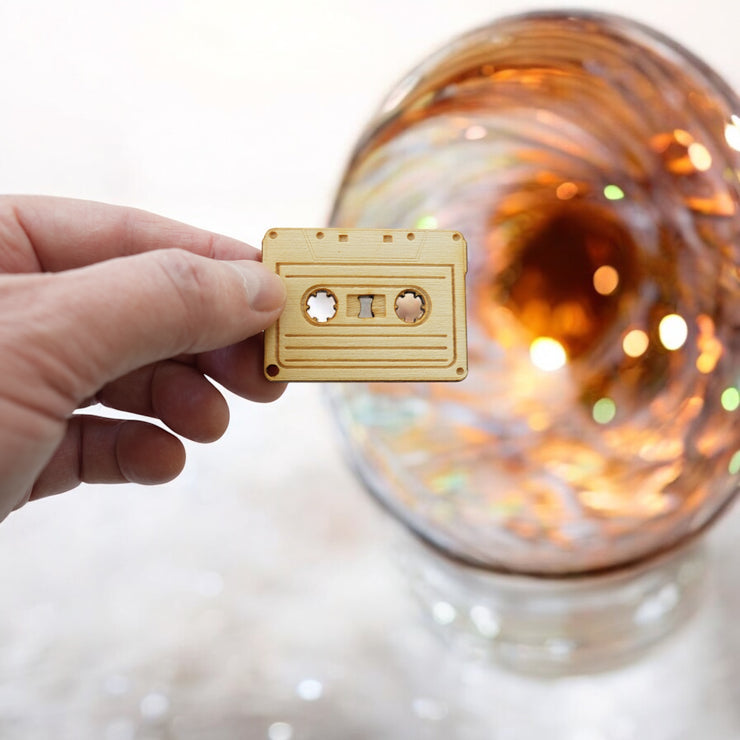 Necklace - Cassette Tape - Key of Life Snake and Cable Link chains - Birch Wood