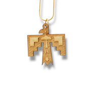 Necklace - Thunderbird Native American - Snake and Cable Link chains - Birch wood