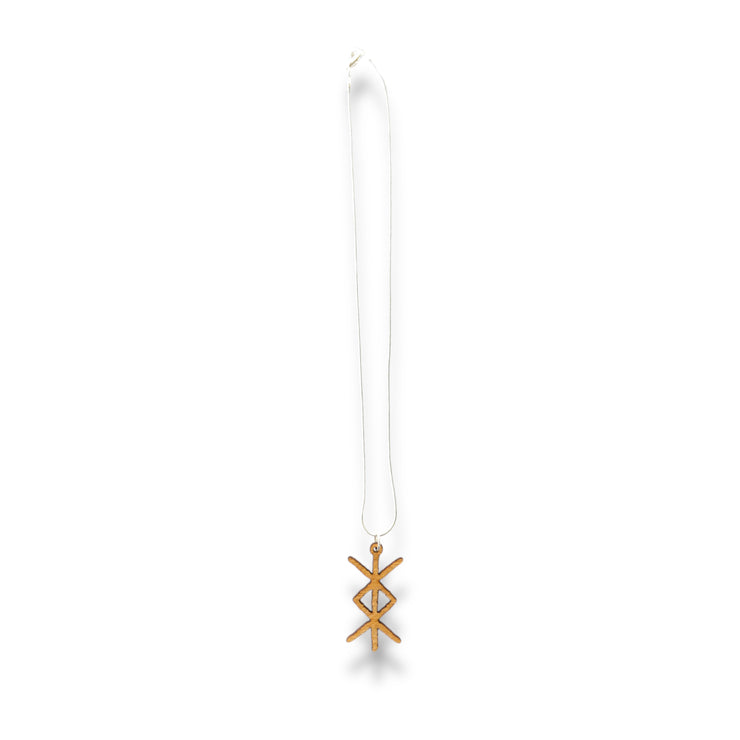 Necklace - Viking Protection Rune - Snake and Cable Link chains - Birch wood