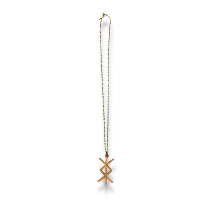 Necklace - Viking Protection Rune - Snake and Cable Link chains - Birch wood