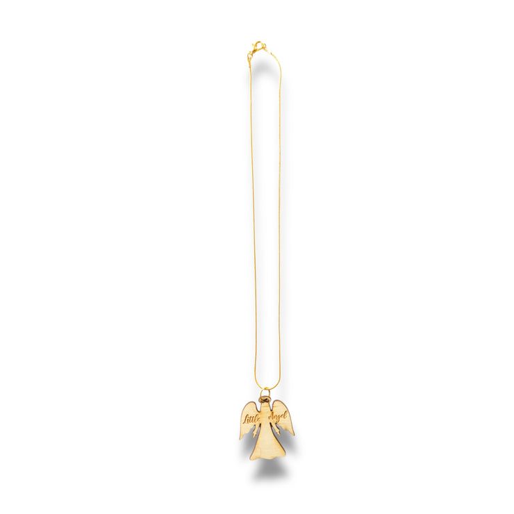 Necklace - Little Angel - Key of Life Snake and Cable Link chains - Birch Wood
