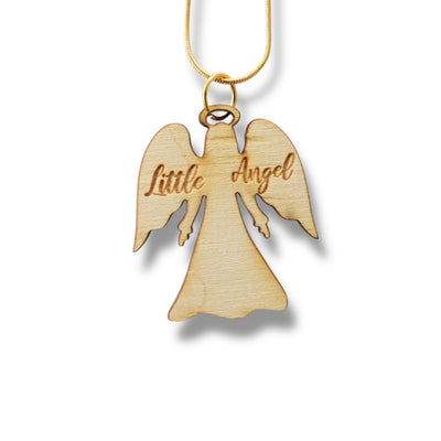 Necklace - Little Angel - Key of Life Snake and Cable Link chains - Birch Wood