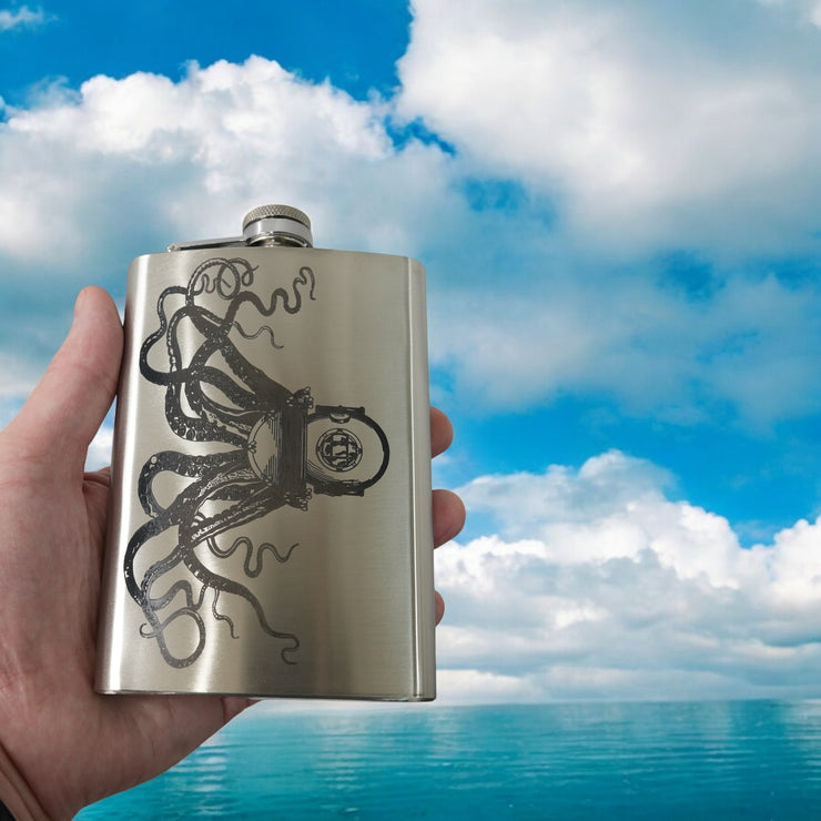 8oz Steampunk Octopus Stainless Steel Flask