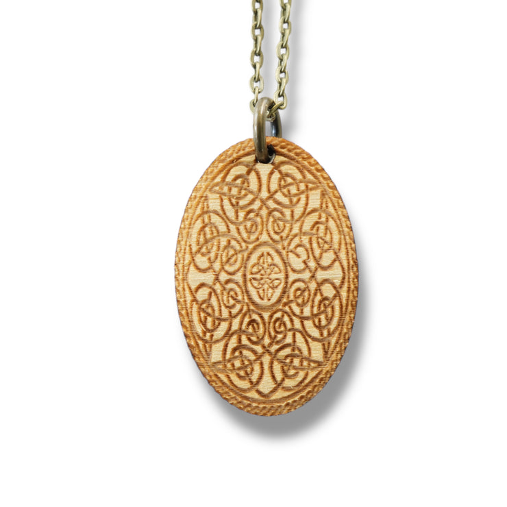 Necklace - Celtic Design - Key of Life Snake and Cable Link chains - Birch Wood