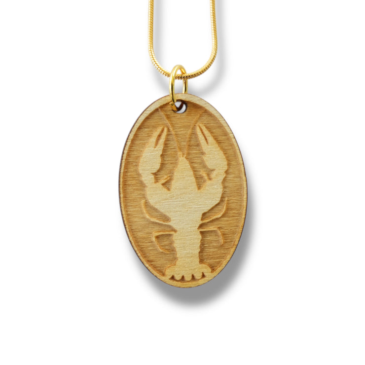 Necklace - Crawfish - Key of Life Snake and Cable Link chains - Birch Wood
