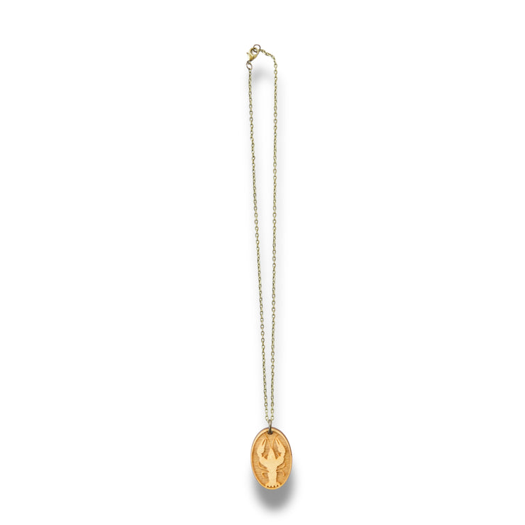 Necklace - Crawfish - Key of Life Snake and Cable Link chains - Birch Wood
