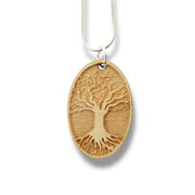 Necklace - Celtic Tree of LIfe - Key of Life Snake and Cable Link chains - Birch Wood