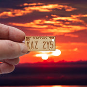 Necklace - Kansas License Plate - Key of Life Snake and Cable Link chains - Birch Wood