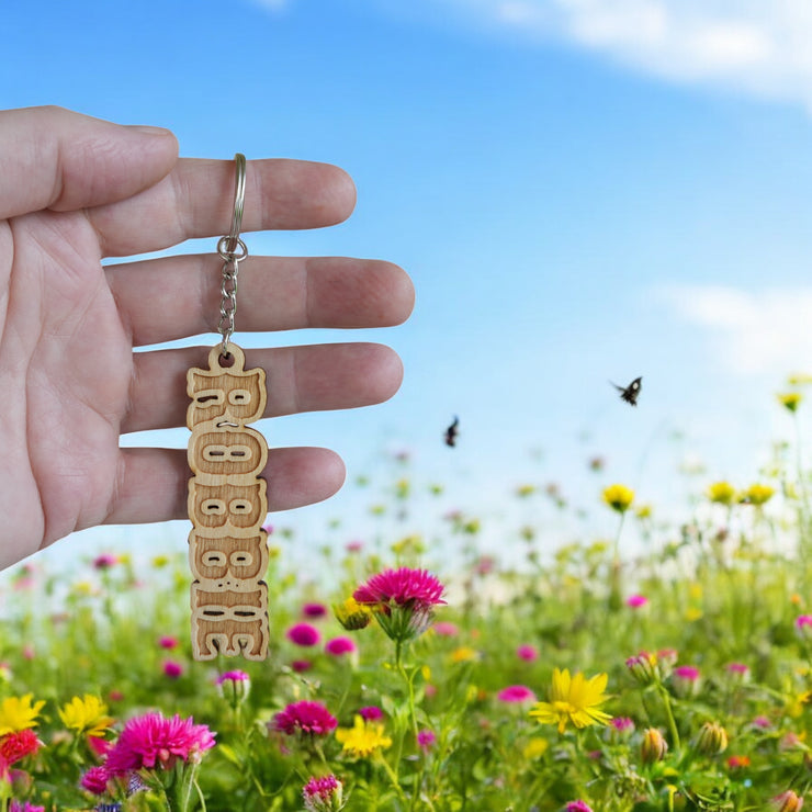 Keychain - PERSONALIZED With your name  - Birch wood