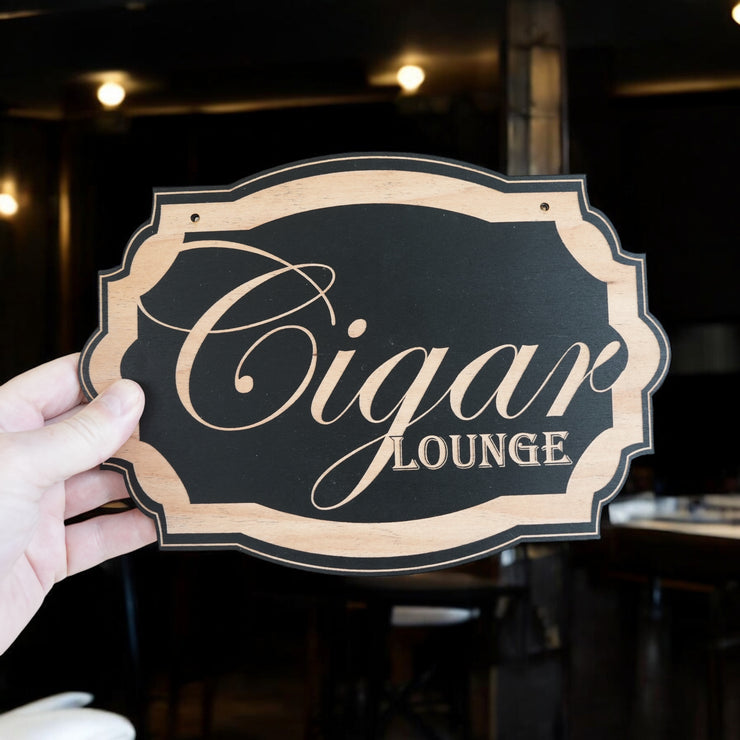 Cigar Lounge - Black Door Sign 7x10in
