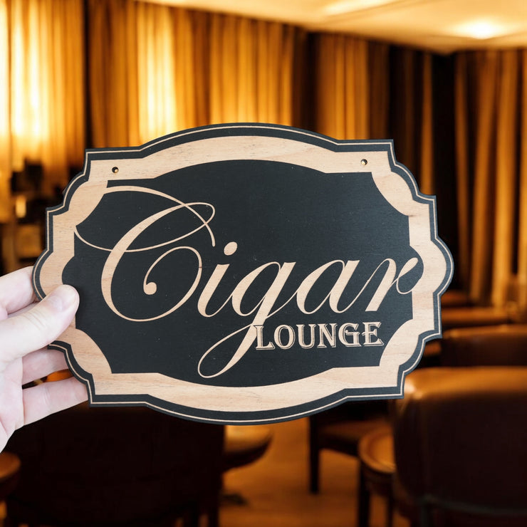 Cigar Lounge - Black Door Sign 7x10in